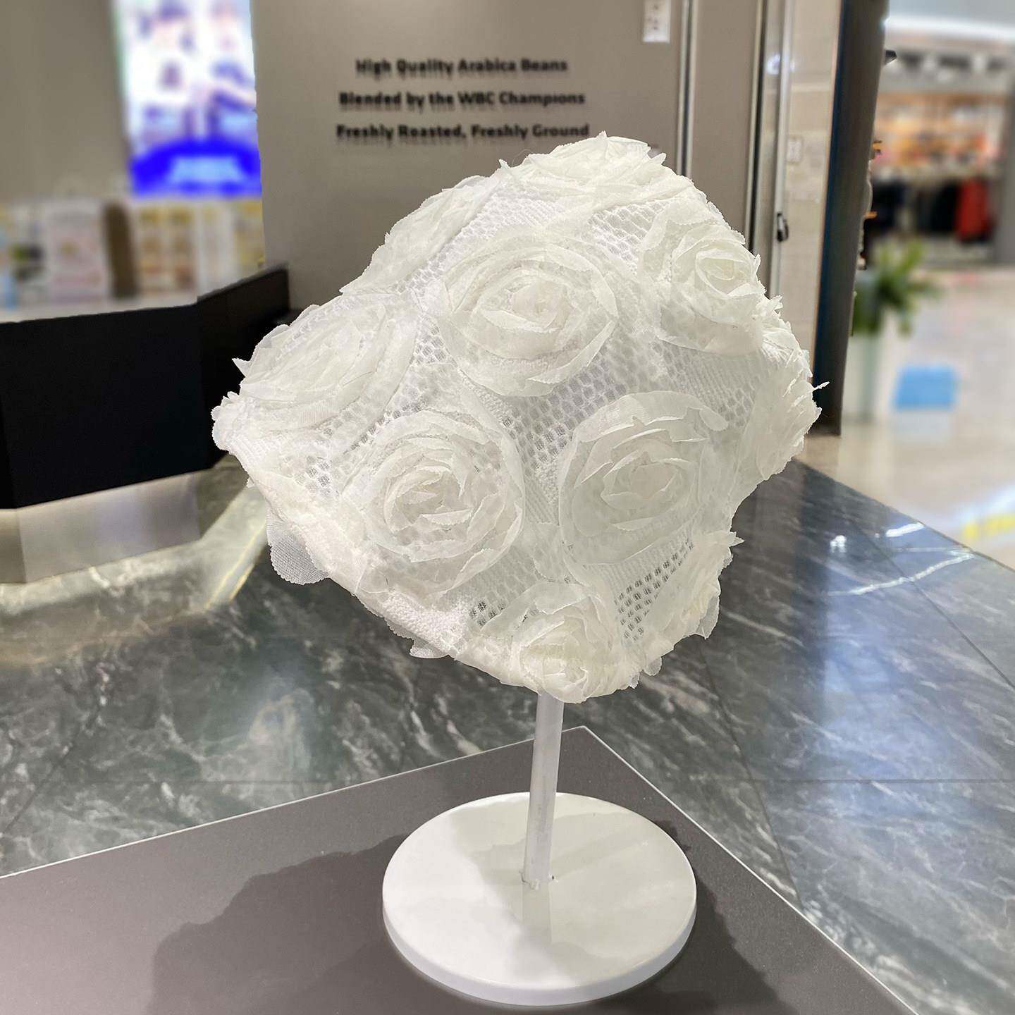 韩版小众复古立体玫瑰花包头帽子女春夏季镂空透气遮脸套头0305e