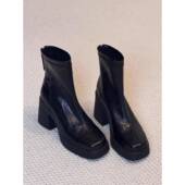 春季 0128ed 粗跟马丁靴子法式 增高厚底短靴女小个子高跟鞋 2026新款