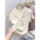 2026网红爆款 蕾丝披肩圆领短袖 t恤女夏季 t恤褶皱收腰显瘦短0202r