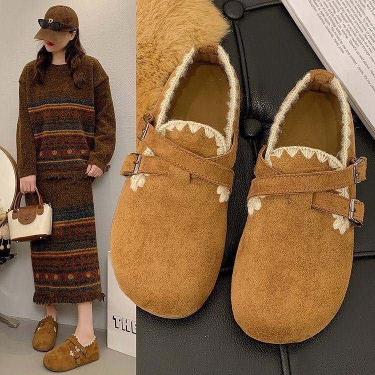 复古厚底内增高勃肯鞋女单鞋2026年春秋新款交叉一脚蹬平底0125e,女鞋,勃肯鞋/软木鞋,淘宝优惠券,粉丝福利购,淘宝优惠卷