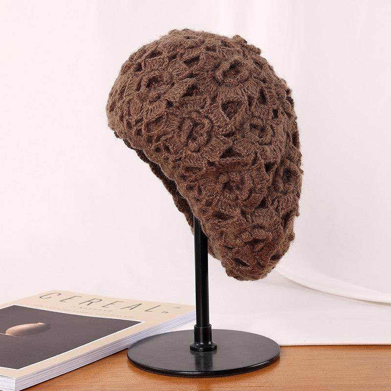 春秋日系小众复古蕾丝镂空花朵贝雷帽女甜美针织保暖毛线帽0122ud,服饰配件/皮带/帽子/围巾,帽子,淘宝优惠券,粉丝福利购,淘宝优惠卷