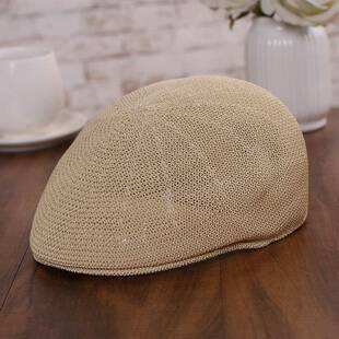 草帽的夏季薄透气贝雷帽多功能向前帽剪出网帽太阳保护尖顶0228e