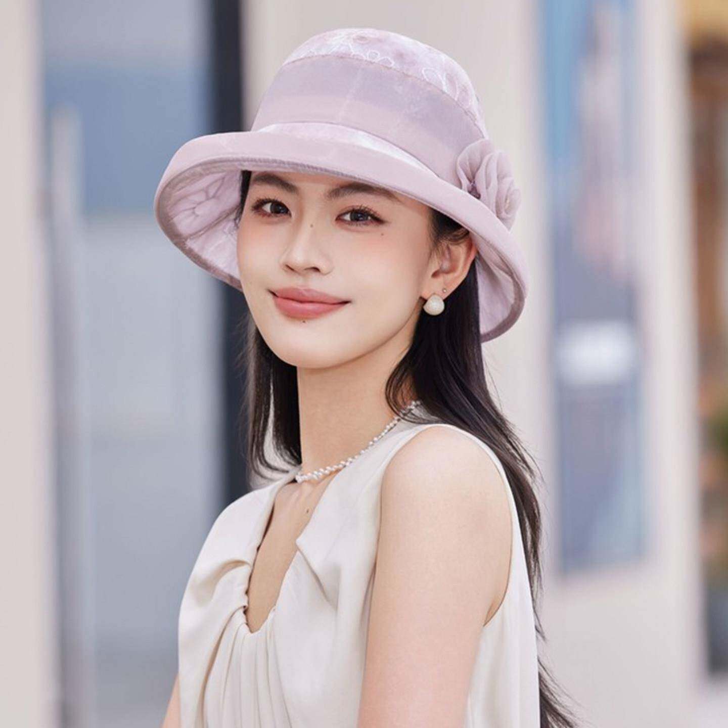 漂亮夏季透气帽子女凉帽遮阳帽妈妈中老年时尚洋气可折叠太0529d
