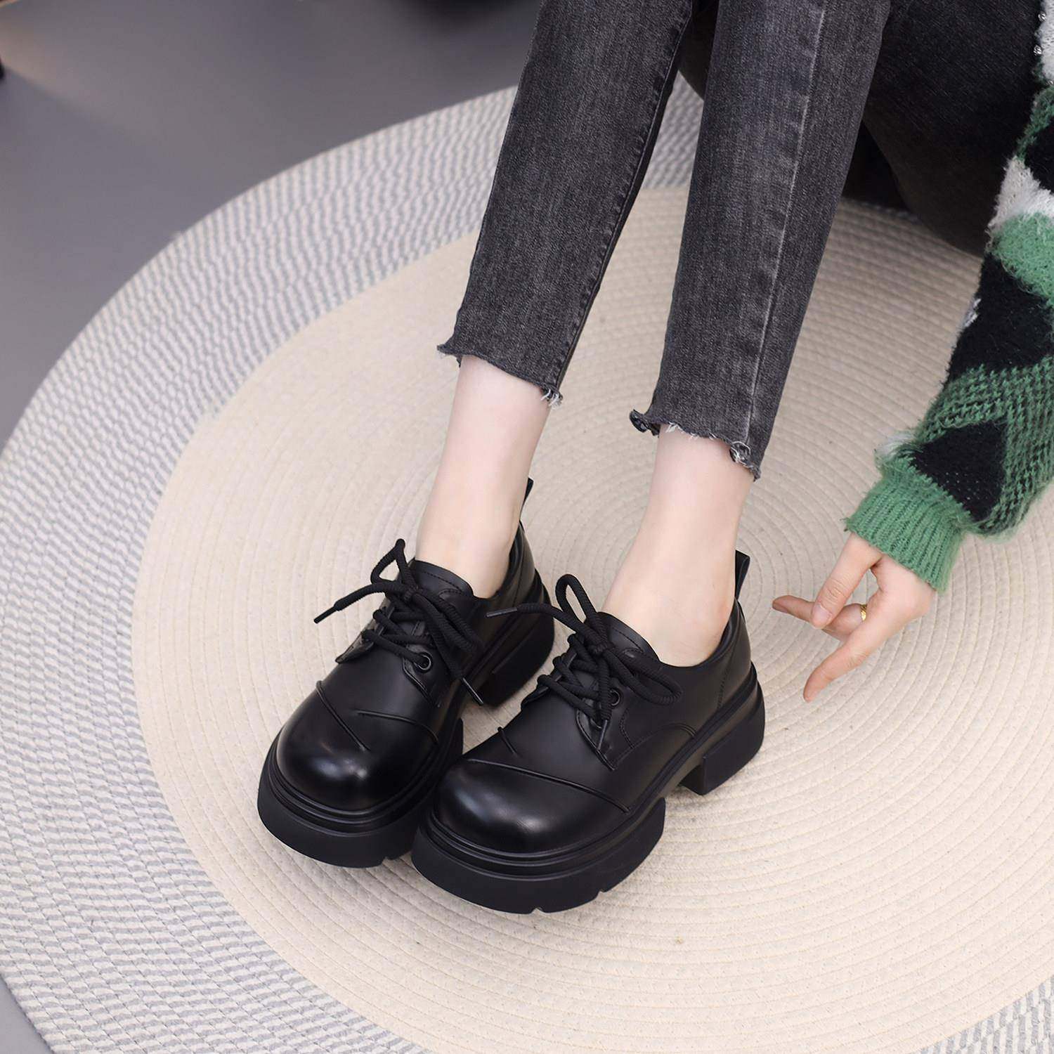 厚底大头系带小鞋2026春新款乐福鞋女德比鞋英伦风单鞋女0121e,女鞋,乐福鞋（豆豆鞋）,淘宝优惠券,粉丝福利购,淘宝优惠卷