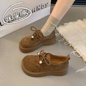 女2026新款 秋季 覆古小皮鞋 春秋踩屎感勃肯鞋 厚底乐福单鞋 0128n