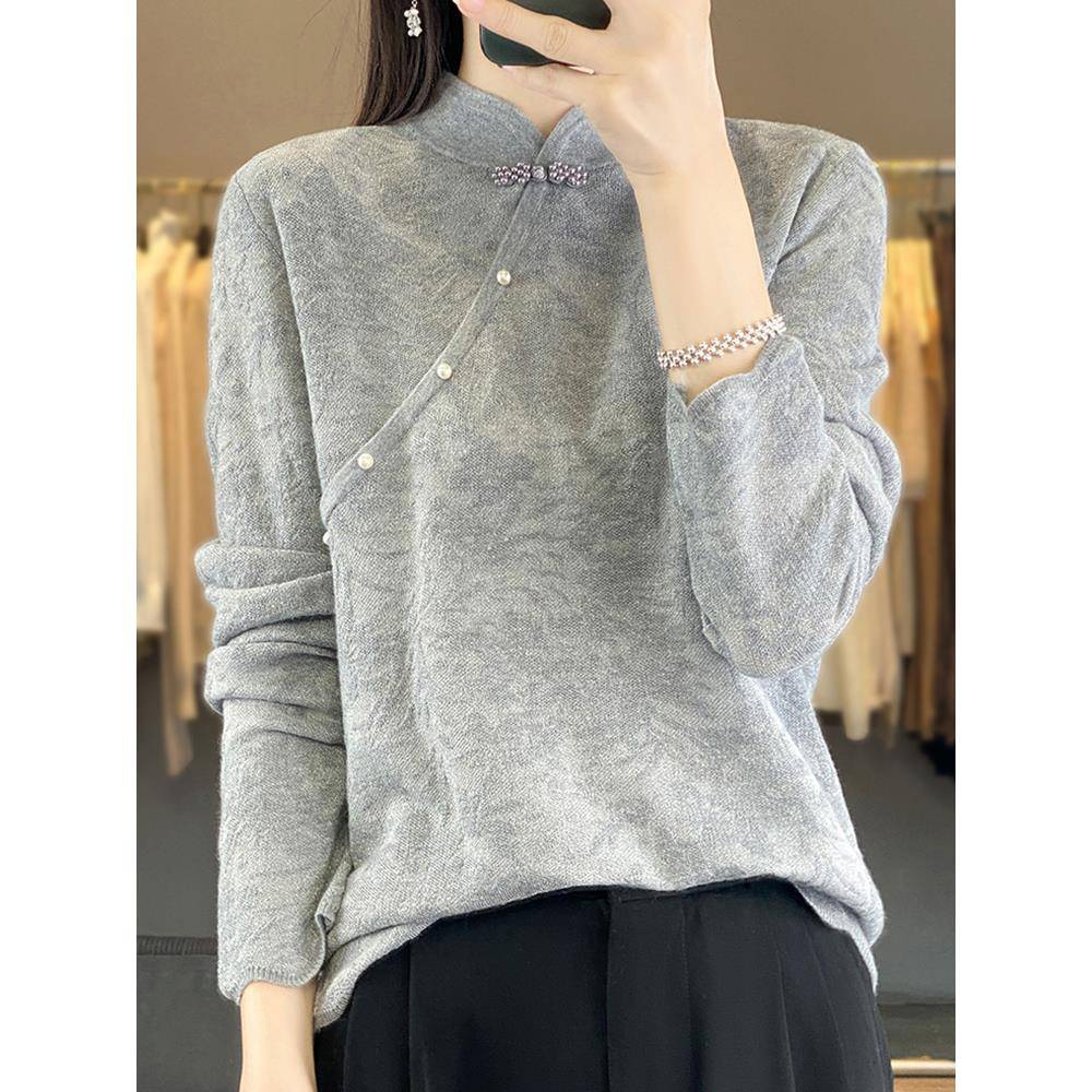 秋冬早秋立领提花针织打底衫女2025新款秋内搭上衣洋气大码1201u