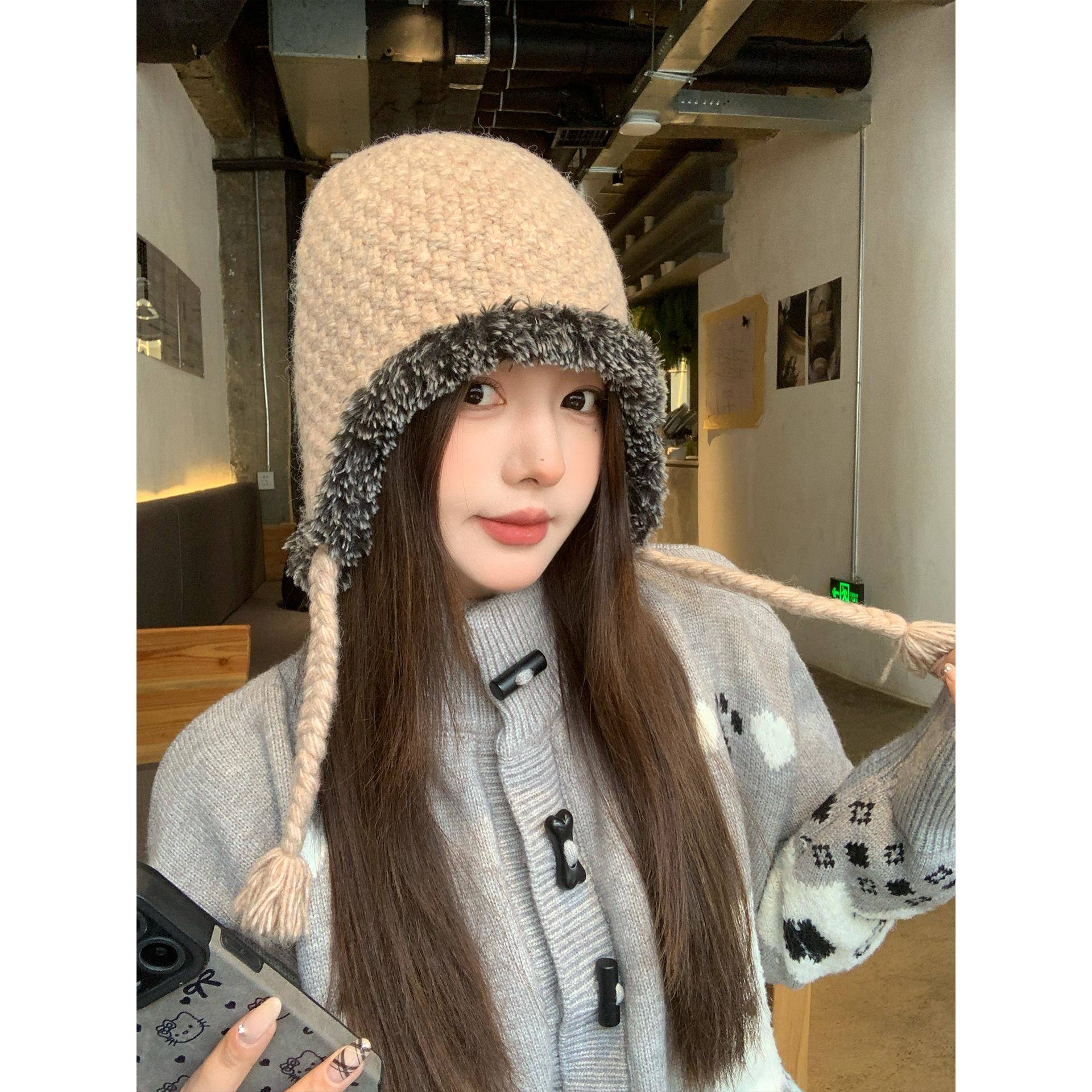 秋冬季编织绑带帽子女款2025新款天大头围显脸小适合方圆脸1027n