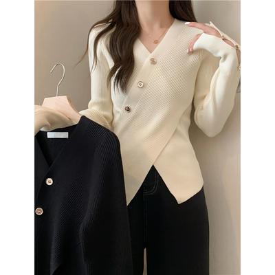 秋冬季新款感修身v领针织衫大码胖mm内搭显瘦上衣女1120n