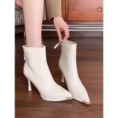 春季 细跟0128ed 新款 短靴女尖头不累脚瘦瘦靴后拉炼法式 2026年秋季