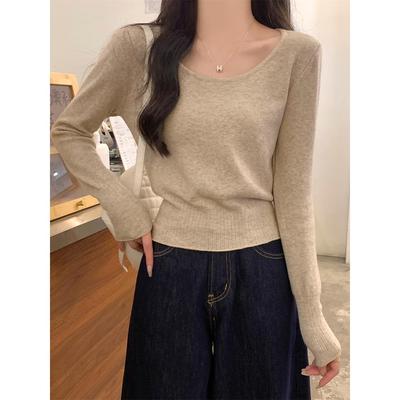 秋冬季2025新款圆领毛衣打底衫女内搭低领针织衫显瘦洋气质1023n