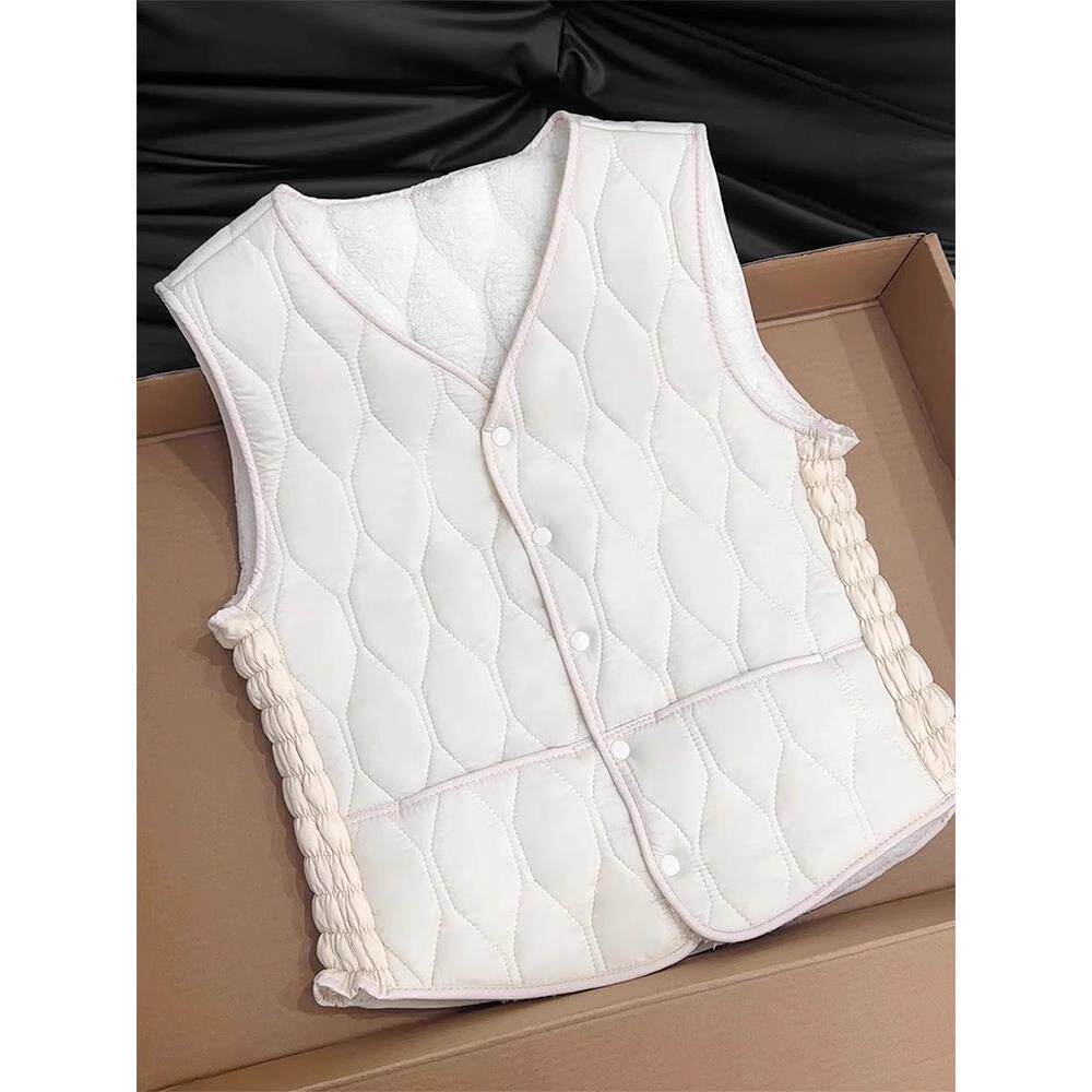 洋气加绒保暖马甲背心女秋冬贴身东北叠穿内搭V领配大衣棉内1217u