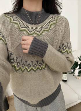 提花加厚毛衣打底衫女装冬季欧货高级感慵懒风内搭针织衫1122h