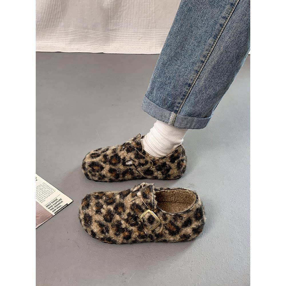 内增高勃肯鞋2025年新款百搭懒人毛毛乐福鞋加保暖1201k