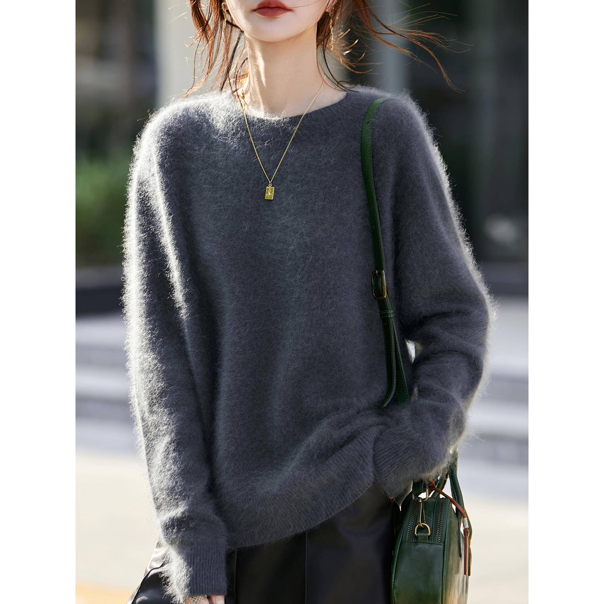 秋冬纯拉毛宽松针织打底衫女2025新款洋气女装上衣毛衣1201u