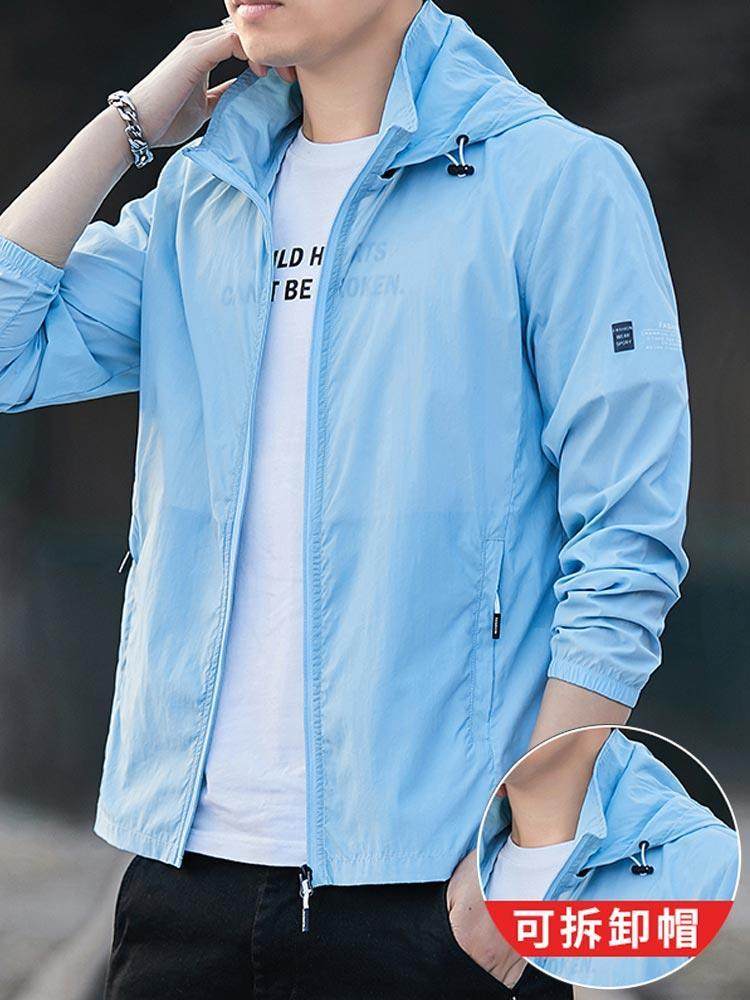 防晒衣男夏季可拆卸帽子外套冰丝潮牌透气户外遮阳钓鱼0704q