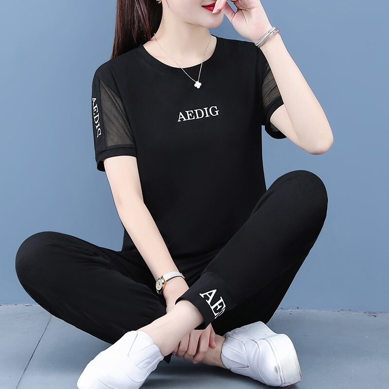 休闲运动套装女夏季2026年新款时尚跑步服女士卫衣减龄洋气两件套