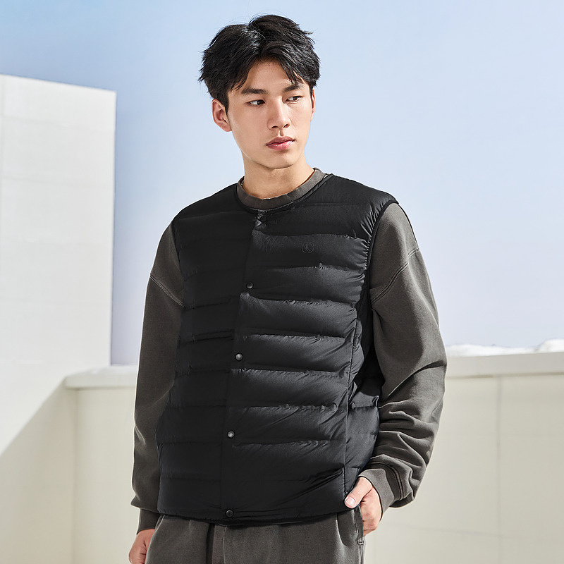 乔丹运动梭织羽绒马夹男2025冬季新款舒适保暖抗静电休闲商务外套