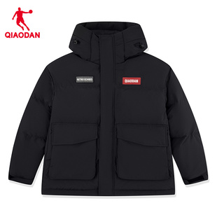 乔丹防风保暖羽绒服男士2026春季新款商场同款抗静电防寒连帽外套