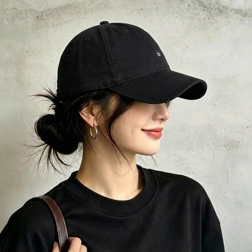 保暖帽子黑色棒球帽女秋季2026新款韩版宽檐百搭软顶鸭舌帽1008e