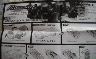 正版孩之宝变形金刚玩具ALT GTR惊天雷 蓝跑车红蛛原版日文说明书