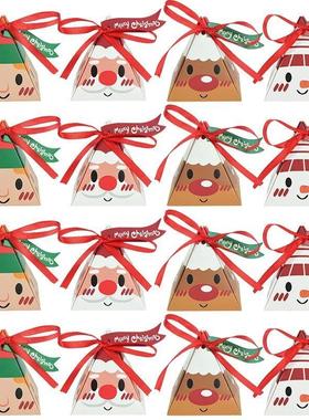 50pcs Christmas Candy Gift Box with Tag Ribbons Cookie Snack