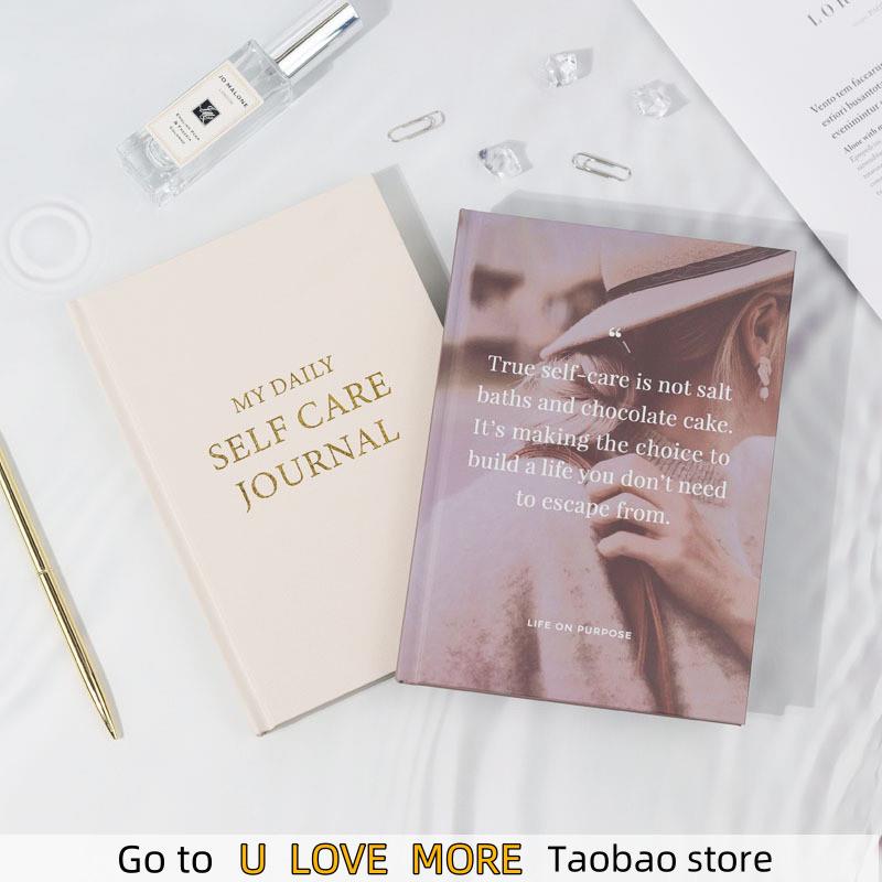 A5出口英文感恩日记本gratitude journal自我觉察日记本手帐pu面