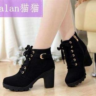 shoes women girl Martin leather high boots heels shoe boot女