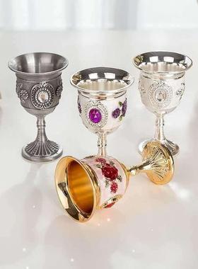 Metal Stemware Wine Glass Carved White Liquor Glass StemCup