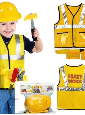 2023 Construction Worker Costume Kit For Kids Role Play Toy