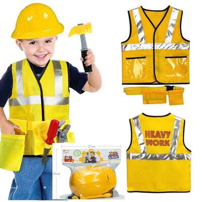 2023 Construction Worker Costume Kit For Kids Role Play Toy