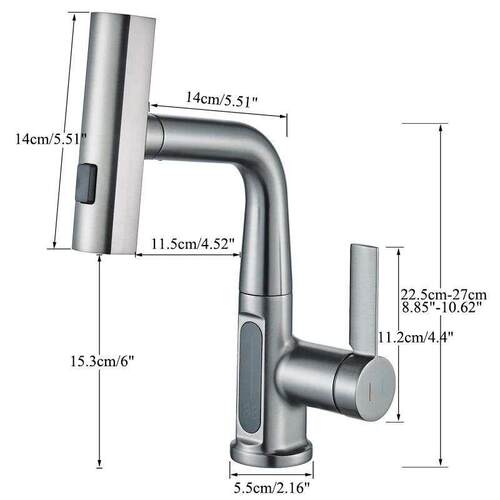 Temperature Digital Display Basin Faucet For Bathroom Pull O