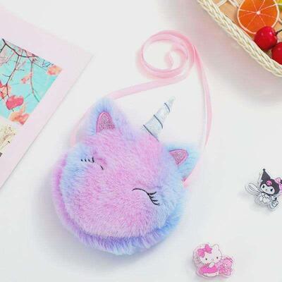 Cute Unicorn Children Shoulder Bag Kids Plush Toys Gradient