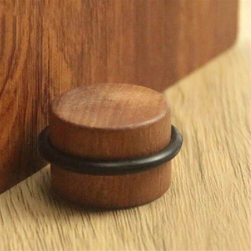 Door Stopper Wood Cylindrical Floor Mount Door Stop Bumper