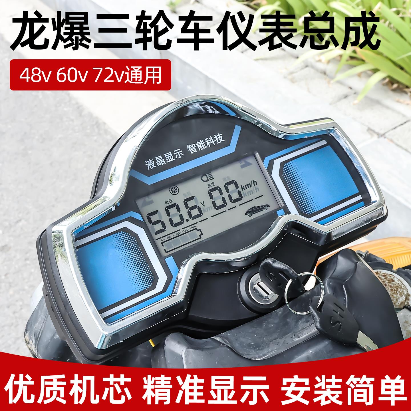 48v60V72伏通用载重王两轮车仪表盘三轮车液晶码表总成里程显示屏
