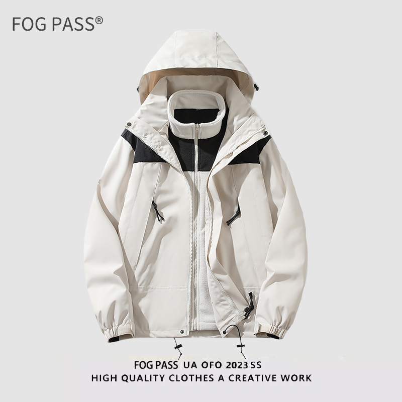 FOG PASS 秋冬户外休闲XC男女防水登山冲锋衣三合一上衣情侣外套