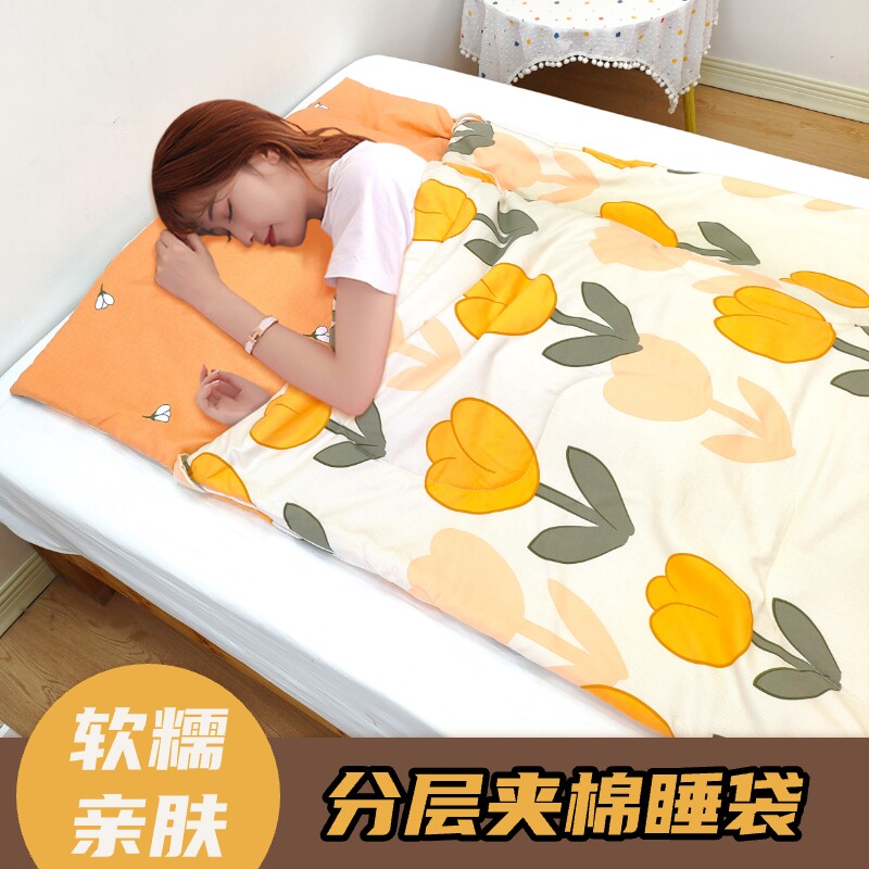 成年人睡袋办公室午休儿童大童学生中小防踢被睡被春秋冬季
