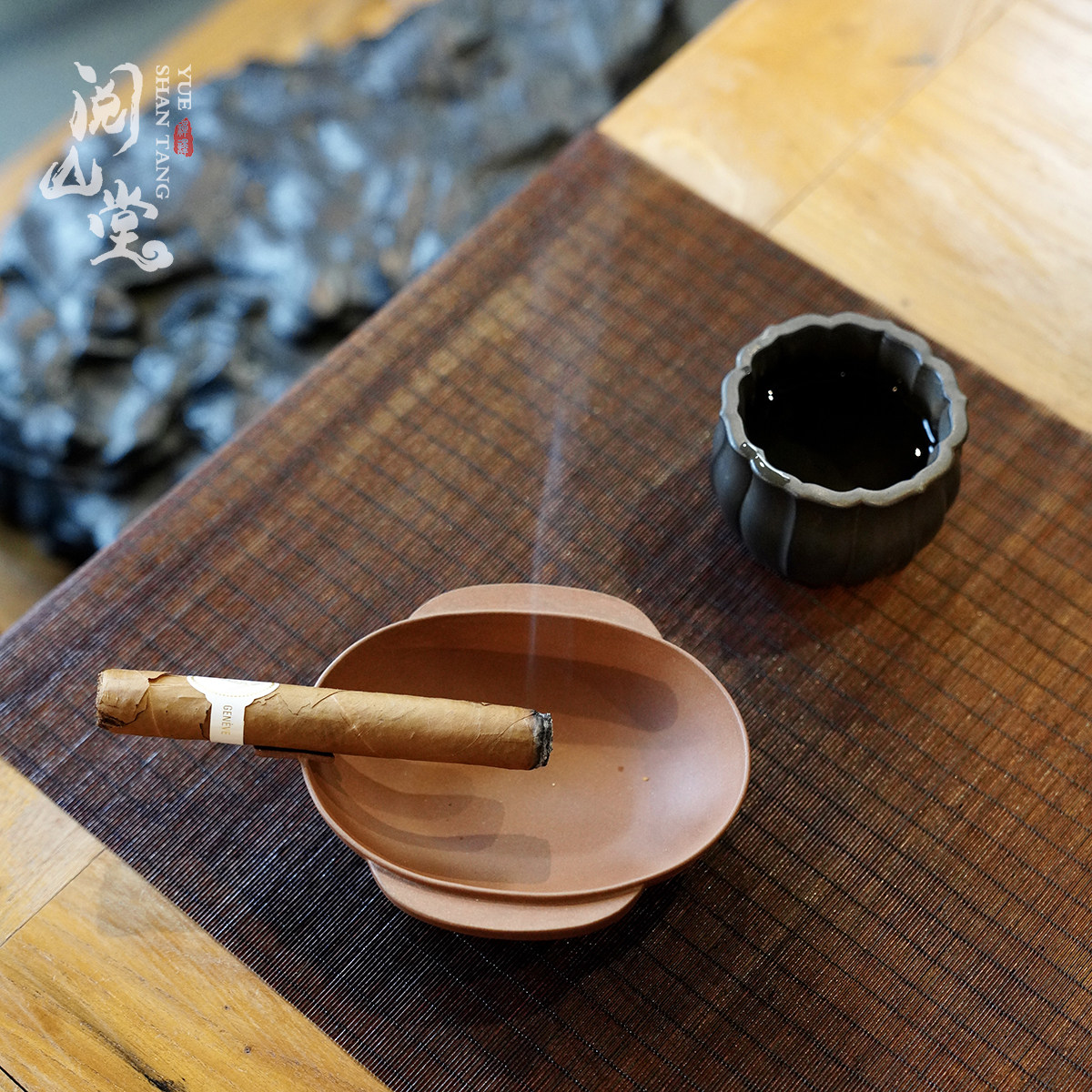 阅山堂 | 羽觞 古铜泥 雪茄缸烟灰缸 盛盘 石一婷纯手制 薛鼐刻绘