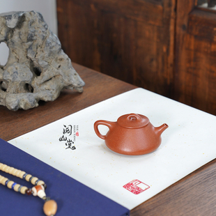 阅山堂 | 平盖石瓢 珍稀朱砂红降坡泥 文人紫砂壶 戚丽云全手工制