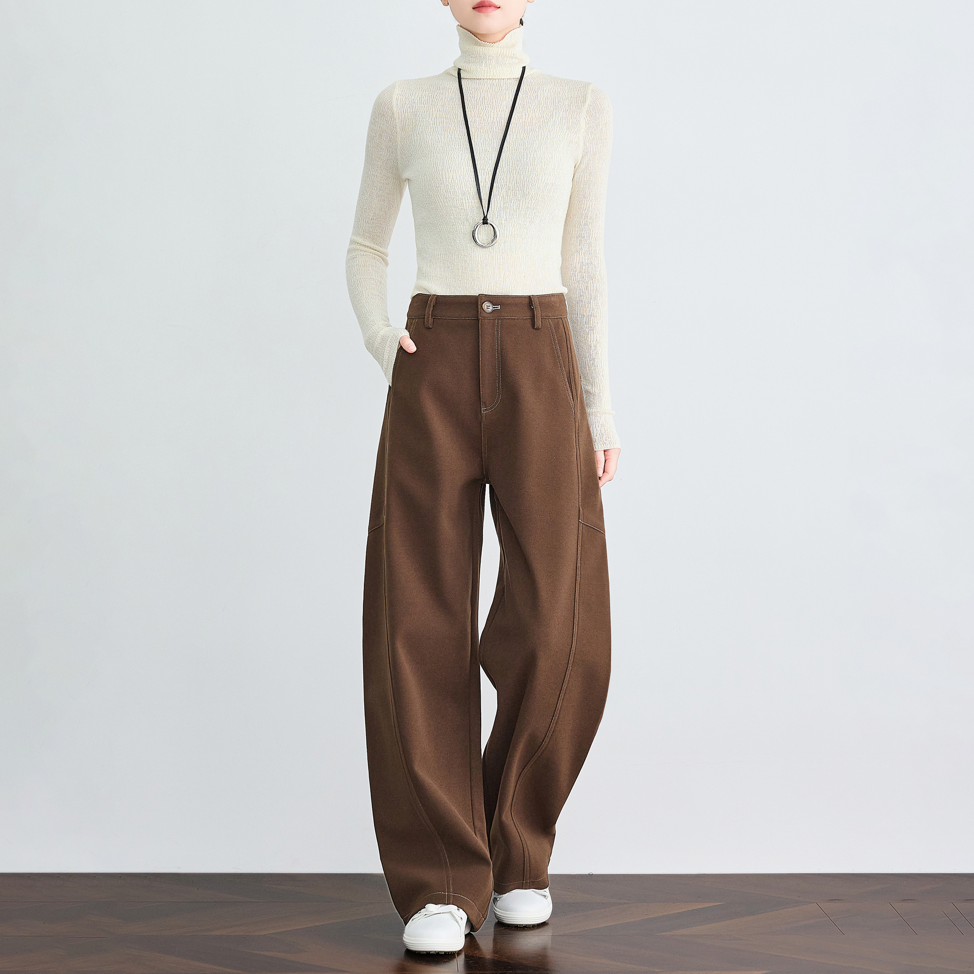 小个子弯刀裤高腰显瘦休闲裤