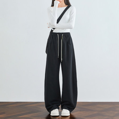 黑色卫裤运动休闲裤高腰显瘦