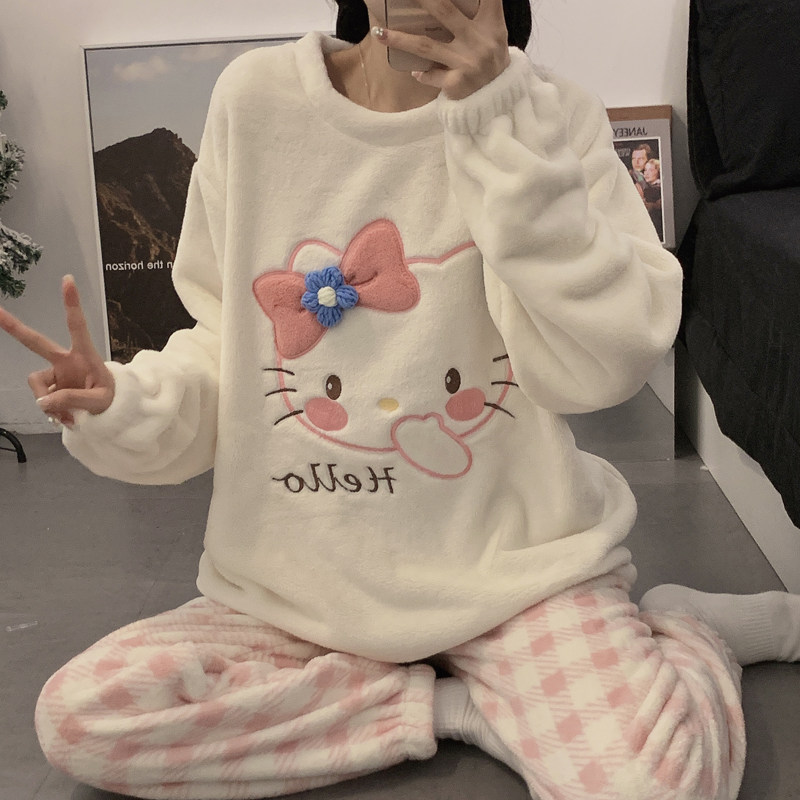 加厚睡衣女秋冬季珊瑚绒保暖套装大码200斤胖mm法兰绒可爱家居服,女士内衣/男士内衣/家居服,睡衣/家居服套装,淘宝优惠券,粉丝福利购,淘宝优惠卷