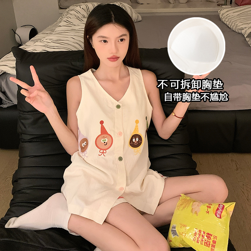 带胸垫背心睡衣女夏季甜美可爱