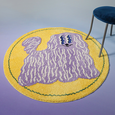 【青山美宿X茂苅恵】艺术家合作款地毯圆形可爱少女卧室垫撸猫感