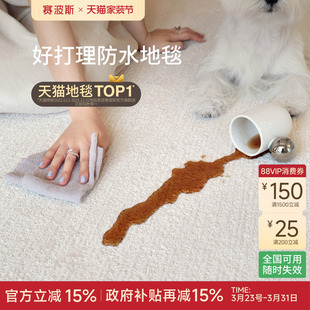 赛波斯防水防污地毯白月光法式 轻奢高级感素色简约奶油风客厅卧室