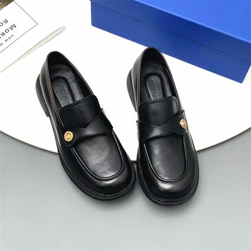 春款舒适软底中粗跟羊皮乐福鞋