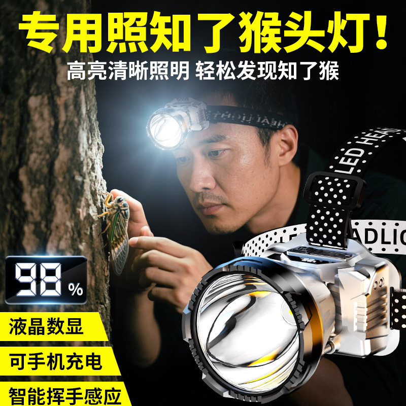 照知了猴金蝉专用强光远射头灯