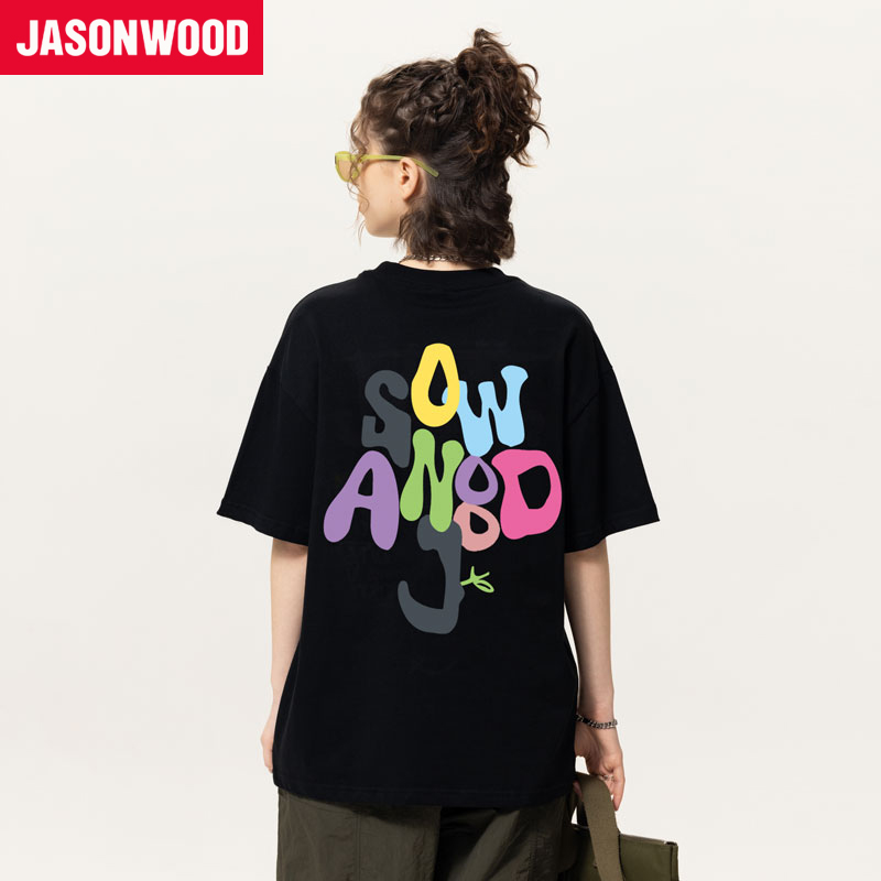 JASONWOOD短袖青年字母印花T恤