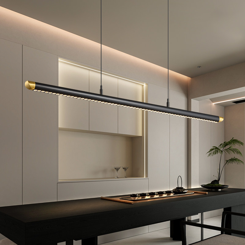 铂金现代轻奢设计师长条餐厅吊灯