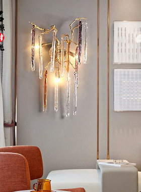 serip法式全铜水晶壁灯轻奢客厅电视背景墙创意卧室床头灯装饰灯