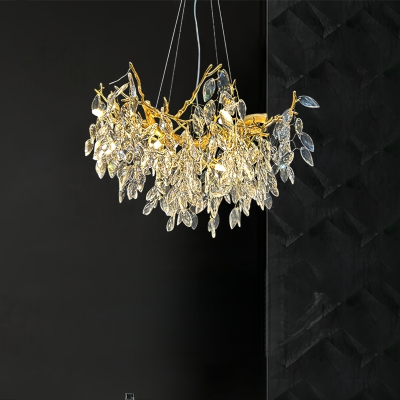 法式轻奢全铜树枝水晶吊灯